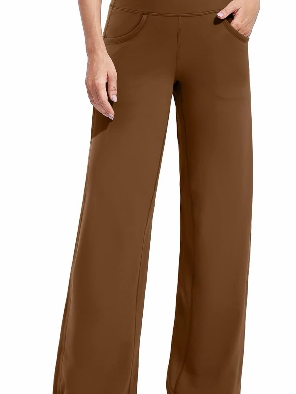 Wide Leg Pull-On Pants in Chestnut Brown